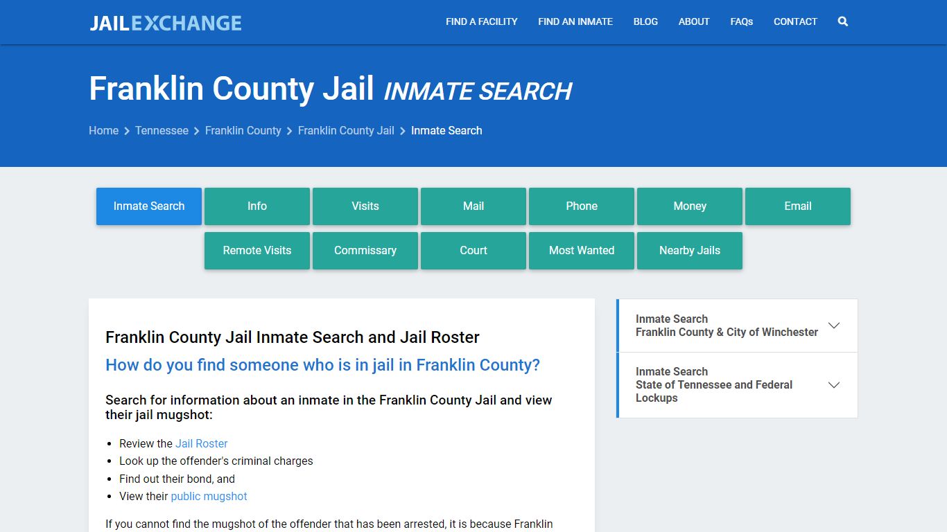 Inmate Search: Roster & Mugshots - Franklin County Jail, TN